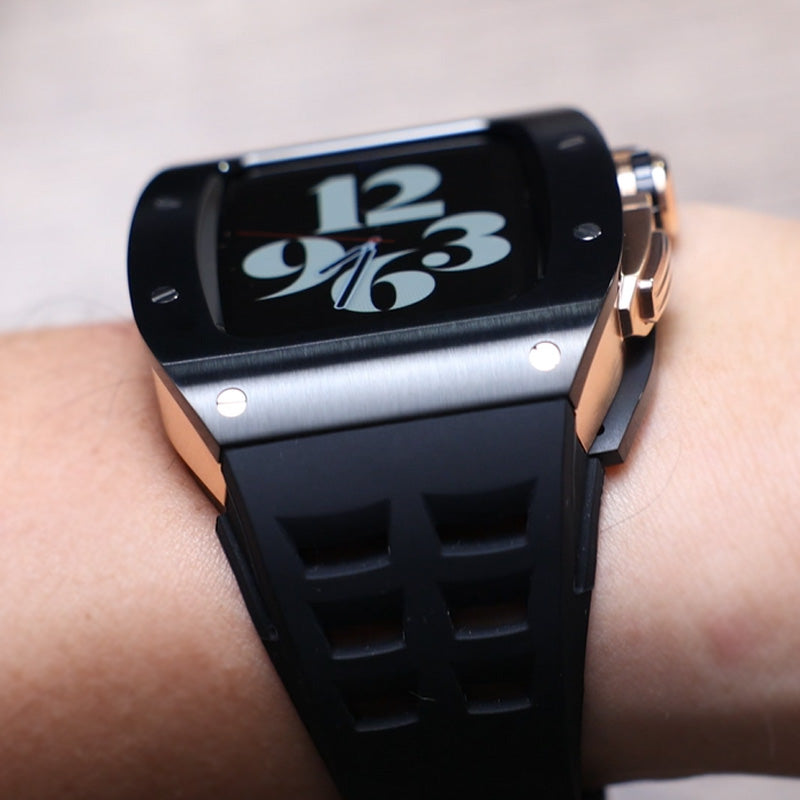 Race Collection SS Apple Watch Band (Black on Rose Gold)