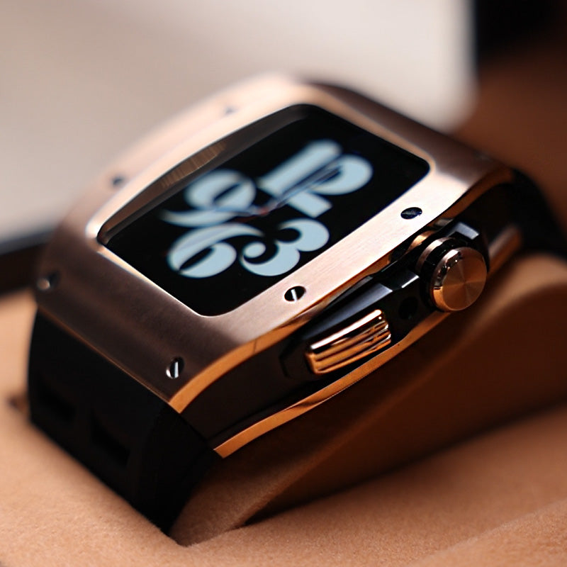 Race Collection SS Apple Watch Band (Rose Gold on Black)